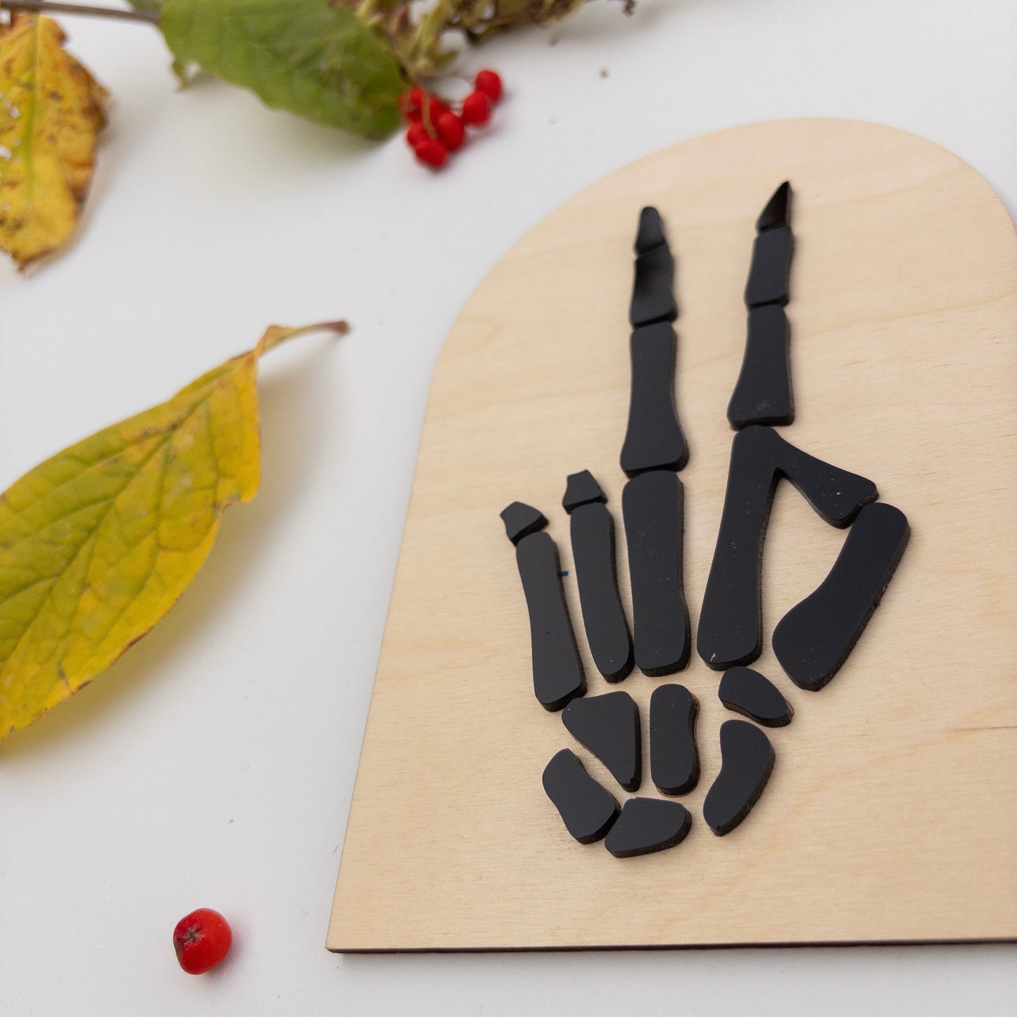 Skeleton Peace Hang l Wood Sign